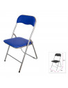 Silla plegable metal, asiento y respaldo acolchado, gomas antideslizantes, reposapiés, jardín, camping, hogar (Azul oscuro, 80 x