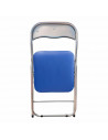 Silla plegable metal, asiento y respaldo acolchado, gomas antideslizantes, reposapiés, jardín, camping, hogar (Azul oscuro, 80 x