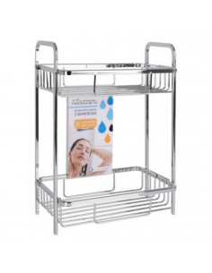 Estantería baño estantería rectangular ducha 2 niveles aluminio 39 x 29,5 x 17,5 cm. Estantes de baño para colgar pared, organiz
