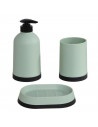 Set de baño clásico con dispensador de jabón, vaso y jabonera. dispensador de 3 x 8 x 14 cm, color verde