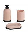 Set de baño clásico con dispensador de jabón, vaso y jabonera. dispensador de 14 x 8 x 8cm, color rosa
