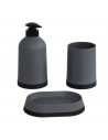 Set de baño clásico con dispensador de jabón, vaso y jabonera. dispensador de 14cm x 8cm x 8cm, color negro