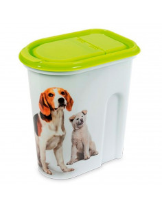 Contenedor comida para mascotas, tapa abatible, bote, tarro, recipiente para pienso, perros, gatos, 5,7 litros, 24 x 25,5 x 14 c