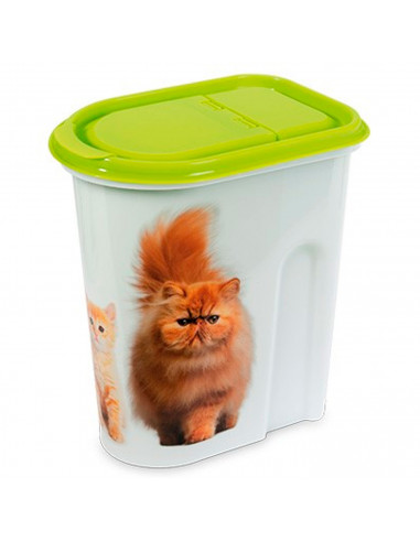 Contenedor comida para mascotas, tapa abatible, bote, tarro, recipiente para pienso, perros, gatos, 5,7 litros, 24 x 25,5 x 14 c