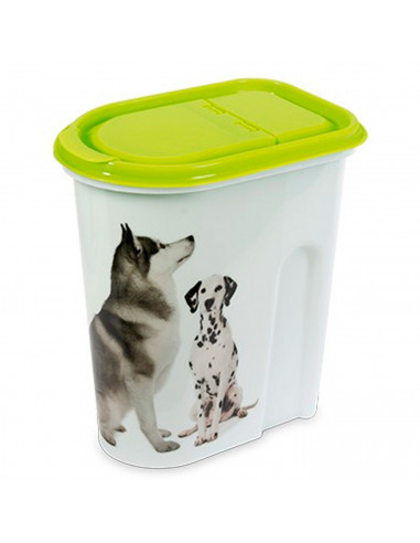 Contenedor comida para mascotas, tapa abatible, bote, tarro, recipiente para pienso, perros, gatos, 5,7 litros, 24 x 25,5 x 14 c