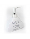 Set de baño de cerámica con dispensador de jabón, vaso, jabonera y portacepillos. dispensador de 15 x 12 x 4 cm, color blanco