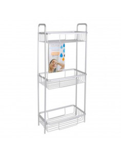 Estantería baño estantería rectangular ducha 3 niveles aluminio 65,5 x 29,5 x 18 cm. Estantes de baño para colgar pared, organiz