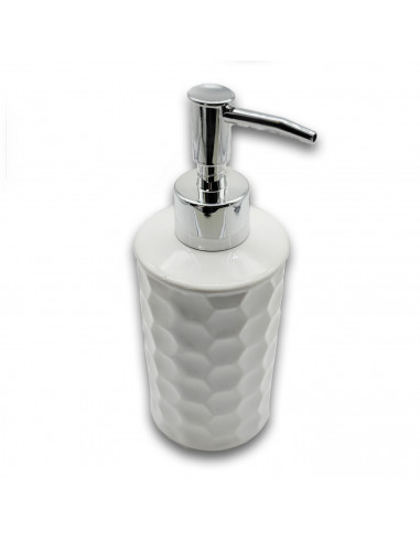 Dispensador de Jabon con una capacidad de 260ml, tamaño 18 x 7 x 7 cm, color blanco