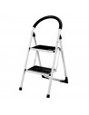 Tradineur - Escalera plegable de acero con 2 peldaños antideslizantes de 30 x 20 cm, taburete multiusos, uso interior o exterior
