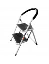 Tradineur - Escalera plegable de acero con 2 peldaños antideslizantes de 30 x 20 cm, taburete multiusos, uso interior o exterior