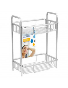 Estantería baño estantería rectangular ducha 2 niveles aluminio 39 x 29,5 x 17,5 cm. Estantes de baño para colgar pared, organiz