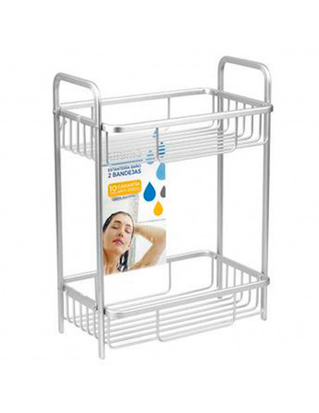 Estantería baño estantería rectangular ducha 2 niveles aluminio 39 x 29,5 x 17,5 cm. Estantes de baño para colgar pared, organiz