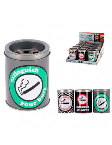 Cenicero de metal, bote, tarro, recipiente metálico para cenizas de cigarrillos, hogar, hostelerías, oficina, coche, 10 x 8 x 8