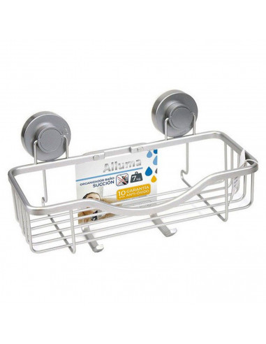 Estantería baño estantería rectangular ducha aluminio 7 x 30 x 15 cm. Estantes de baño para colgar pared, organizador ducha (Gri