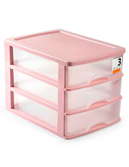 Tradineur - Cajonera de plástico, 3 cajones transparentes, sobremesa, torre de almacenaje multiusos, escritorio, armario, baño, Tradineur - Cajonera de plástico, 3 cajones transparentes, sobremesa, torre de almacenaje multiusos, escritorio, armario, baño,