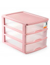 Tradineur - Cajonera de plástico, 3 cajones transparentes, sobremesa, torre de almacenaje multiusos, escritorio, armario, baño,