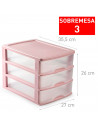 Tradineur - Cajonera de plástico, 3 cajones transparentes, sobremesa, torre de almacenaje multiusos, escritorio, armario, baño,