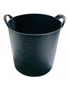 Tradineur - Capazo de plástico 26 litros, 30 x 36 cm, negro. Cesto, cubo flexible, contenedor multifuncional, establo, jardín, a