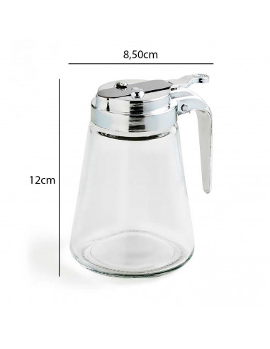 Jarra de Miel, hecha de Vidrio, jarra clasica con asa, apta para lavavajillas, capacidad 335ml, 12 x 11 x 8,5 cm