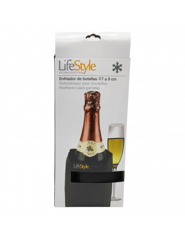 Tradineur - Enfriador de botellas de 7 a 9 cm de diámetro, plástico y gel, funda frío impermeable para vino, cava, champán, reut