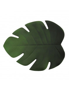 Mantel individual de plastico con diseño de hoja, para hosteleria y cocina, Tamaño 45 x 37 cm, Color Verde