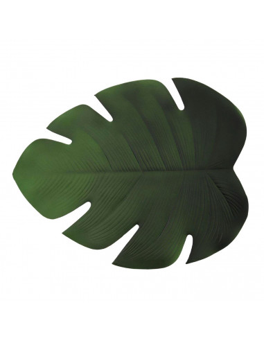 Mantel individual de plastico con diseño de hoja, para hosteleria y cocina, Tamaño 45 x 37 cm, Color Verde