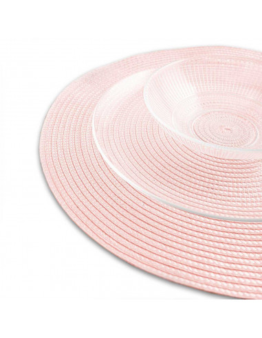 Mantel individual de plástico y polipropileno para hostelería, hogar, cafetería, restaurante, diámetro de 38 cm, color rosa.