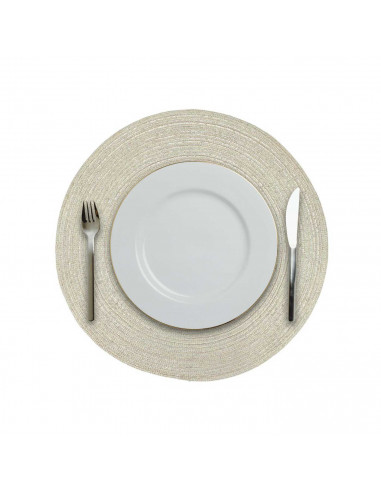 Mantel individual de plástico y polipropileno para hostelería, hogar, cafetería, restaurante, diámetro de 38 cm, color oro.