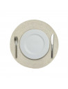 Mantel individual de plástico y polipropileno para hostelería, hogar, cafetería, restaurante, diámetro de 38 cm, color oro.