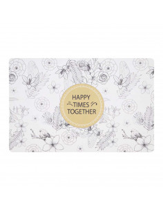 Mantel Individual con diseño floral para la mesa de comedor de plástico, fácil de limpiar, tamaño 28 x 43 cm. Color Blanco y neg