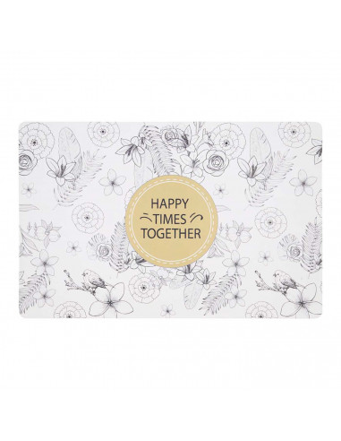 Mantel Individual con diseño floral para la mesa de comedor de plástico, fácil de limpiar, tamaño 28 x 43 cm. Color Blanco y neg