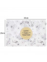 Mantel Individual con diseño floral para la mesa de comedor de plástico, fácil de limpiar, tamaño 28 x 43 cm. Color Blanco y neg
