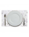 Mantel Individual con diseño floral para la mesa de comedor de plástico, fácil de limpiar, tamaño 28 x 43 cm. Color Blanco y neg