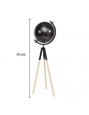 Globo terráqueo giratorio, globo terrestre de plástico educativo, mapa mundi político redondo, 81 x 26 cm color negro