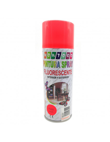 Montoro - Bote de pintura en spray Rojo Fluorescente F203 400 ml. Válido para multitud de materiales de interior y exterior