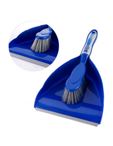 Recogedor con cepillo para la limpieza y lavado del hogar, tamaño 11,5 x 22 x 34,5 cm, Color Azul Recogedor con cepillo para la limpieza y lavado del hogar, tamaño 11,5 x 22 x 34,5 cm, Color Azul