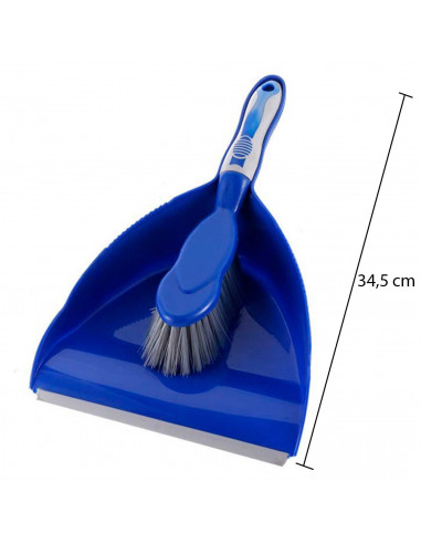 Recogedor con cepillo para la limpieza y lavado del hogar, tamaño 11,5 x 22 x 34,5 cm, Color Azul