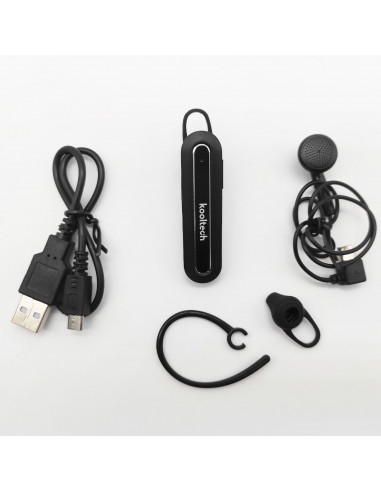 Kooltech - Auricular inalámbrico con bluetooth, manos libres con micrófono, sonido estéreo, control de voz, LED, batería larga d