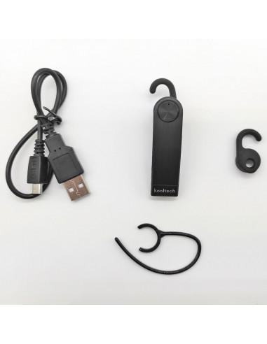 Kooltech - Manos libres, auricular inalámbrico bluetooth con micrófono, sonido estéreo, control de voz, LED, batería larga durac