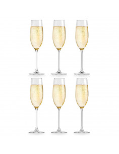 Set de 6 copas de cava de cristal, modelo grandeur, champán, cócteles, champagne, aptas para lavavajillas, celebraciones (21 cl,