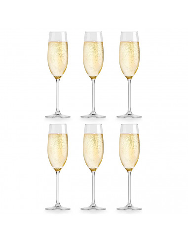 Set de 6 copas de cava de cristal, modelo grandeur, champán, cócteles, champagne, aptas para lavavajillas, celebraciones (21 cl,