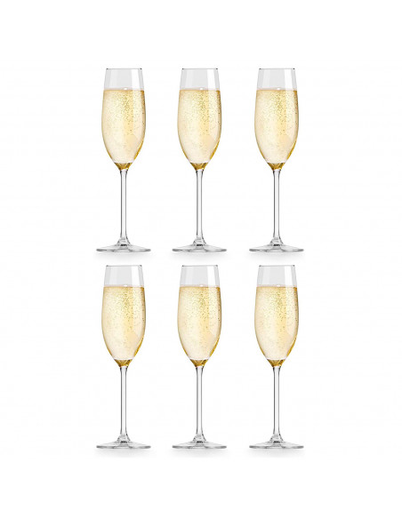 Set de 6 copas de cava de cristal, modelo grandeur, champán, cócteles, champagne, aptas para lavavajillas, celebraciones (21 cl,