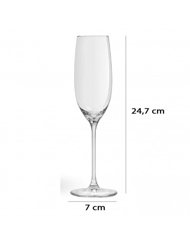 Set de 6 copas de cava de cristal, modelo grandeur, champán, cócteles, champagne, aptas para lavavajillas, celebraciones (21 cl,