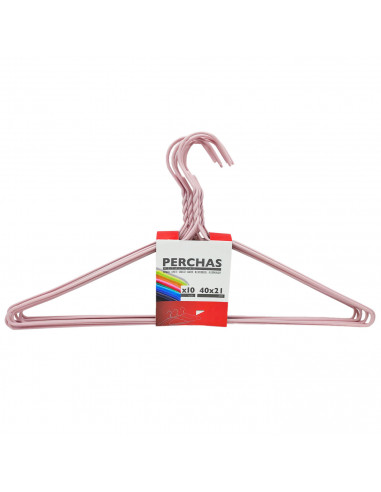 Tradineur - Set de 10 perchas metálicas para ropa, trajes, camisetas, camisas, chaquetas, vestidos, faldas, pantalones, 40 x 21