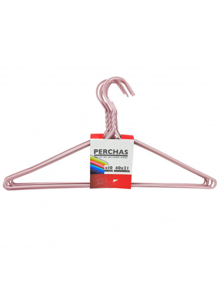 Tradineur - Set de 10 perchas metálicas para ropa, trajes, camisetas, camisas, chaquetas, vestidos, faldas, pantalones, 40 x 21