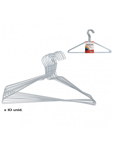 Tradineur - Set de 10 perchas metálicas para ropa, trajes, camisetas, camisas, chaquetas, vestidos, faldas, pantalones, 40 x 21