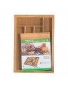 Cubertero, organizador de cubiertos de bambú extensible 5 a 7 compartimentos, 46 x 43 x 5 cm. Bandeja, porta utensilios de mader