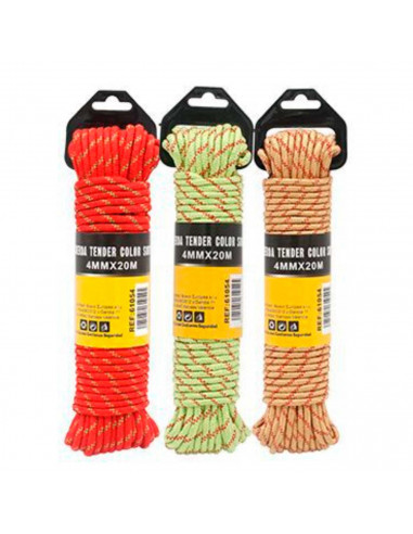 Cuerda Trenzada resistente para tender la ropa, 4 mm de grosor, 20 metros de largo, Color Aleatorio.