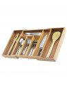 Cubertero, organizador de cubiertos de bambú extensible 5 a 7 compartimentos, 46 x 43 x 5 cm. Bandeja, porta utensilios de mader