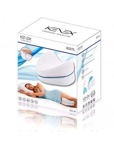Almohada para piernas ideal para el estrés, columna, cuerpo, de poliéster viscoelástica, Tamaño 13,5 x 23 x 26 cm, Color Blanco